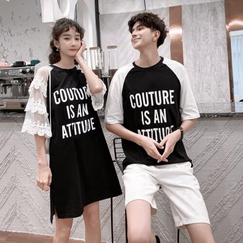 Real shoot 9809#2021 summer short sleeve new couples T-shirt couples clothes Couples clothing