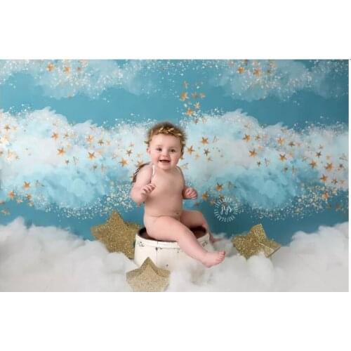 HUAYI Cloud Sky Cake Smash Newborn Child Photography Background 1st Birthday Party Baby Shower Banner Photo Backdrop Studio Prop