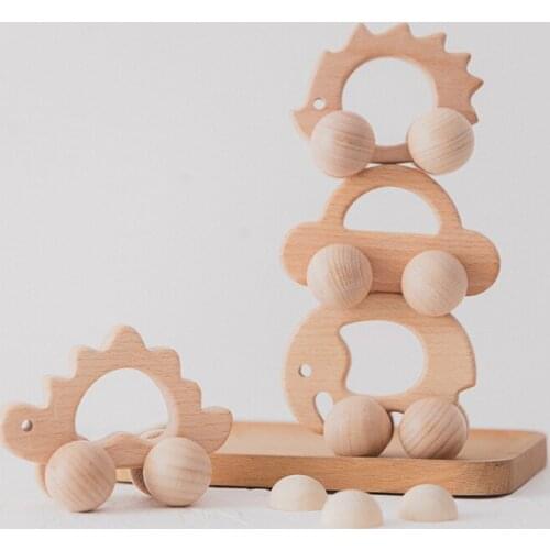 1Pcs Beech Toy Car Wooden Teether Hedgehog Car Montessori Childrens Car Baby Gift Beech Car Custom name