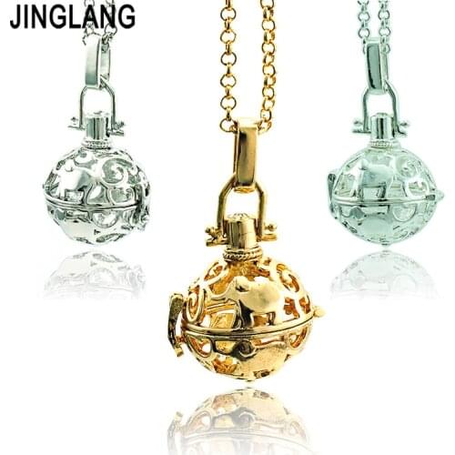 JINGLANG Free Shipping Pendants Necklace Baby Musical Balls Elephants Cage Long Necklace For Women Jewelry