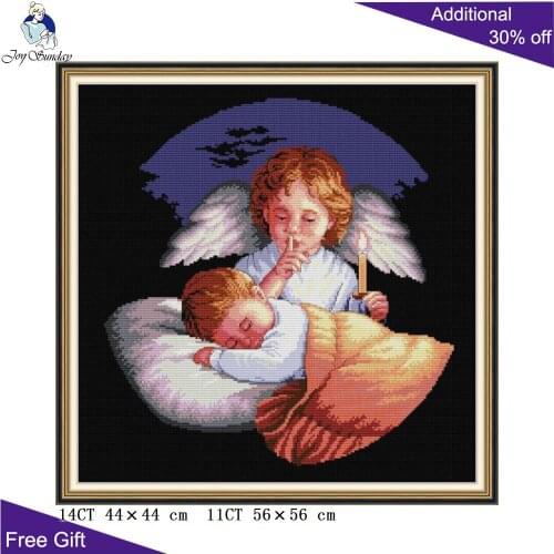 Joy Sunday Angels Guarding RA324 14CT 11CT Counted and Stamped Home Decoration Baby Angel Embroidery DIY Cross Stitch kits