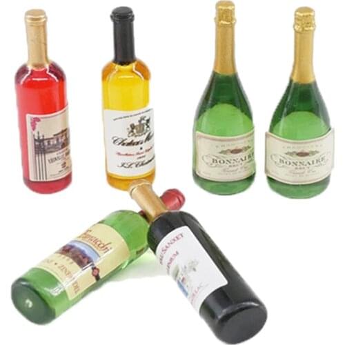 4pcs /6pcs Dollhouse Miniature Liquor Bottles Champagne Bottles Mini Wine Drink for Barbies Blyth Dolls Kitchen Toy