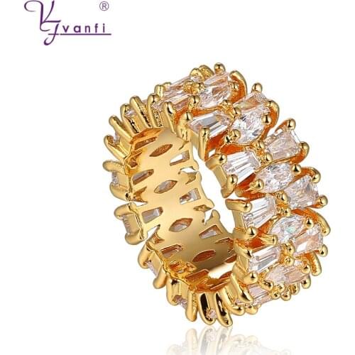 Korea Fashion Women Finger Rings White/Gold Color With Cham CZ Stone Engagement Party Jewelry