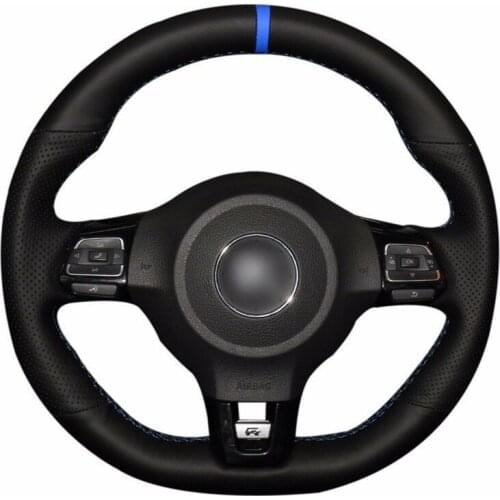For VW Golf 6 GTI MK6 VW Polo GTI Scirocco R Passat CC R-Line 2010 Top Leather Steering Wheel Hand-stitch on Wrap Cover