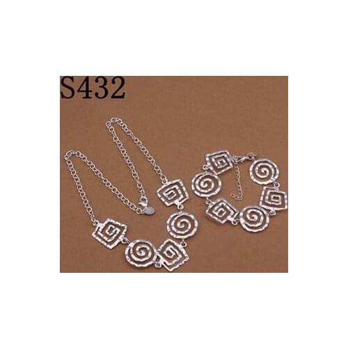 S432 925 Hot Selling Silver Color Jewelry Sets For Women Fashion Jewelry Set Bracelet Necklace /armajita Bdeajula