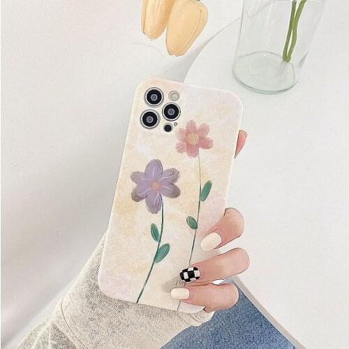 Retro sweet girls Flower leaf art kawaii Japanese Phone Case For iPhone 11 12 Pro Max Xs Max XR X 7 8 Plus 7Plus case Cute Cover