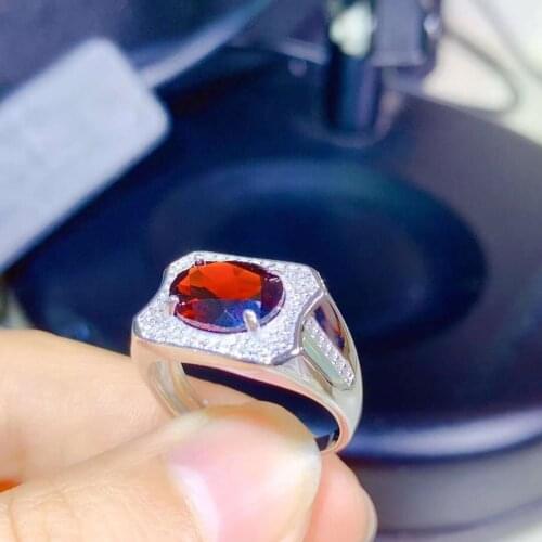 Natural real Garnet ring 925 sterling silver Fine handworked jewelry Finger rings