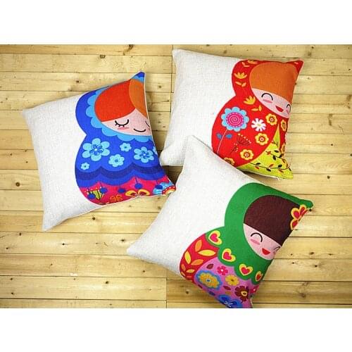 Doll pillow cover, Creative cartoon Toys Russian Doll throw pillow case pillowcase wholesale