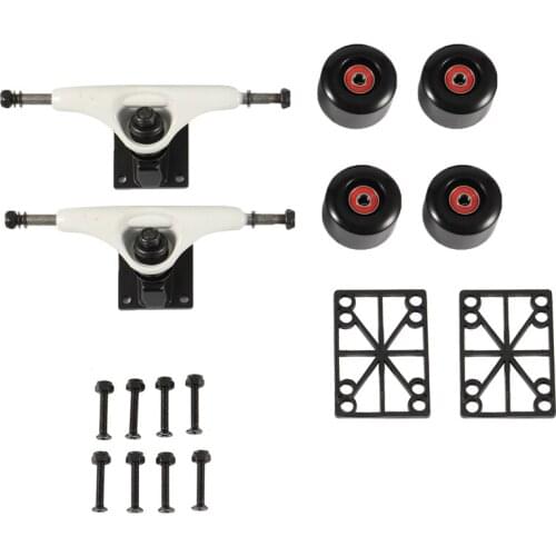 NEW-5 Inch Skateboard Trucks with 55mm Wheels ABEC Bearing Combo Set with Pad and Hardware