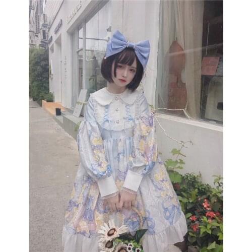 OLOMLB Kawaii Lolita Style OP Dress Japanese Soft Sweet Long Sleeve Top Clothing For Female 2021 Summer Pullover Princess Dress