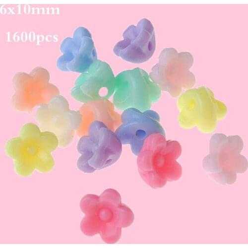 Wholesale 1600pcs Pastel Colors Acrylic Flower Beads 6*10mm Plastic Jewelry Floral Beading Material Bracelet Necklace Spacers