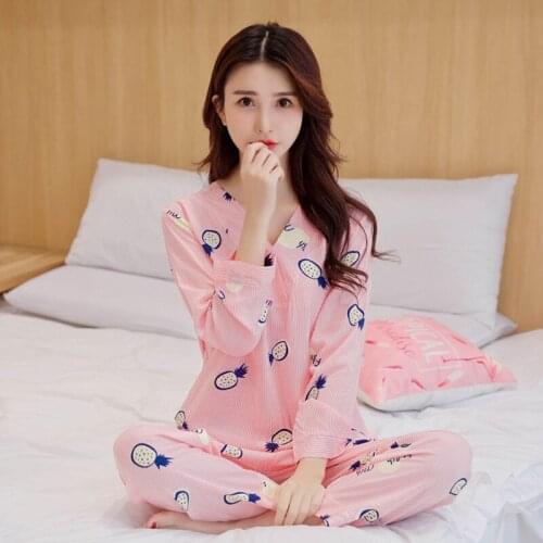 New Spring Autumn Womens Pajamas Sets Cartoon Rayon Nightgown Thin Suit Long Sleeve Nightwear Home Clothes Female Sleepwear