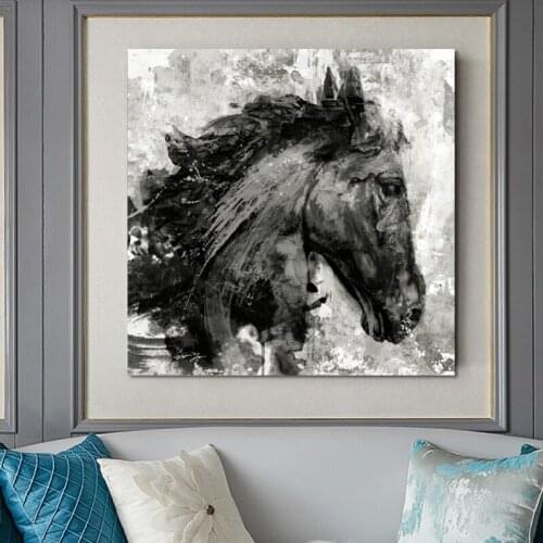 Black and White Horse Head Poster Wall Art Canvas Painting Posters and Prints for Living Room Home Decor Cuadros