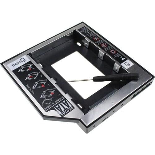 Plastic Aluminum Universal SATA 3.0 2nd HDD Caddy 12.7mm for 2.5" 1TB SSD HDD Case Enclosure +LED for Notebook ODD DVD/CD-ROM