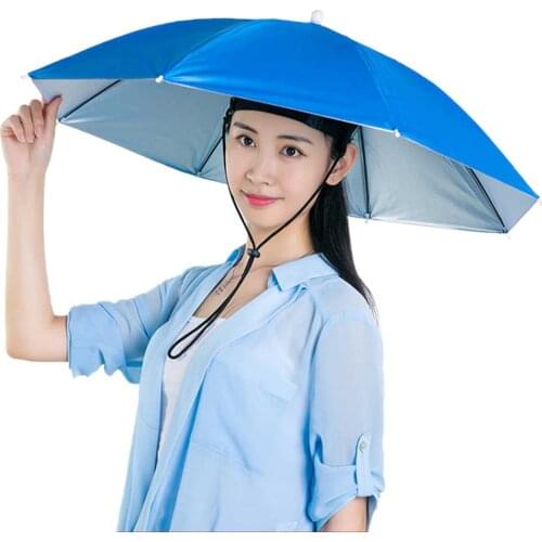 Beach Hands Free Umbrella Hat Sunshade Outdoor Fishing Gardening Portable Travel Personal Hiking Party Folding Headwear Camping