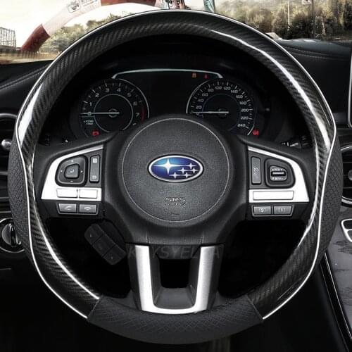 Carbon Fiber+Leather Car Steering Wheel Cover Anti-slip for Subaru Forester Legacy XV BRZ WRX High Quality Auto Accessories