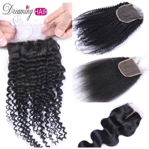 Straight Human Hair Unprocessed Virgin Hair Bundles With Closure Body Wave Natural Color Human Hair With 4x4 Lace Closure