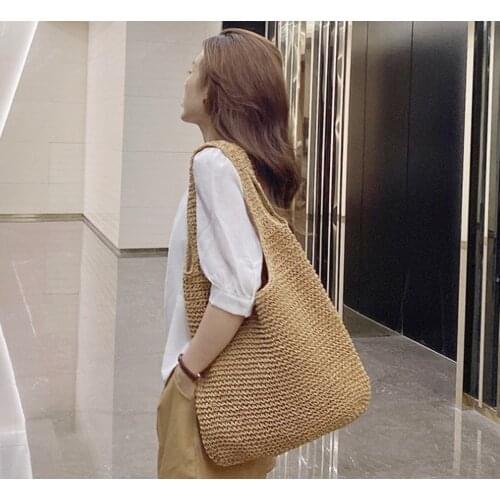Straw handbag Lady hand bag Hand woven bags Beach bag shoulder bags purse wallet girlfriend gift