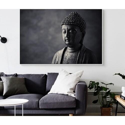 Buddha Statue on Dark Background Canvas Painting Posters and Prints Wall Art Picture for Living Room Home Decoration Cuadros