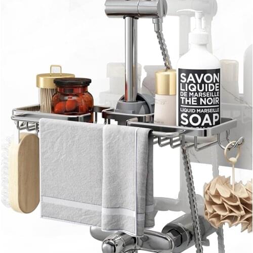 Home Kitchen Sink Faucet Rack Space Aluminum Drainage Rack Creative Single Layer Rag And Sanitary Ware Storage Rack