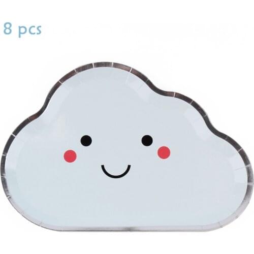 8Pc / Set Cloud Theme Party Tableware Expression Theme Disposable Tableware Plate Holiday Party Light Green Party Supplies