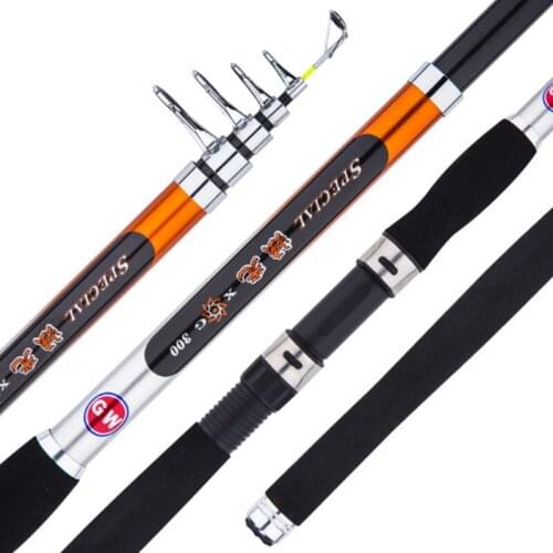 Telescopic Carbon Fiber Fishing Rod 2.1m 2.4m 2.7m 3.0m 3.6m Portable Super Hard Adjustable Rotating Fishing Rod New