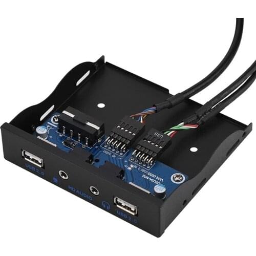 Top Multi-Functional Front Panel,USB2.0 HD-Audio Floppy Front Panel 3.5Inch 9Pin To 2 USB2.0 Interface With MIC Audio Plug