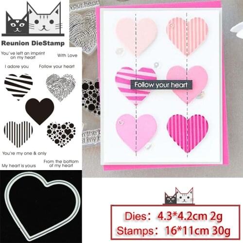 Reunion Love heart shape Metal Cutting Dies and Stamps Stencil for DIY Scrapbooking Photo Album Embossing Decorative Paper Card