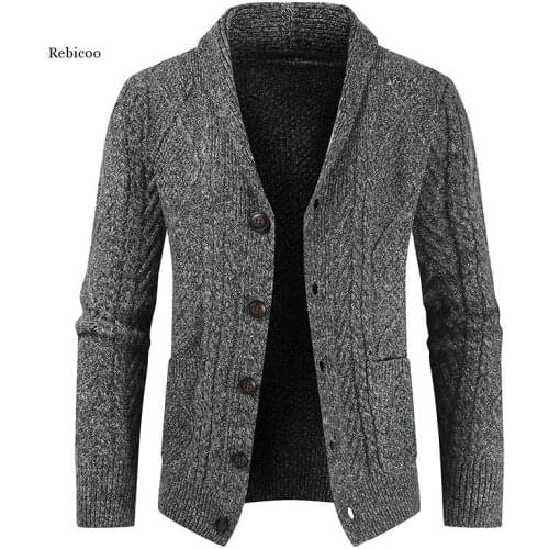 Knitted Long Sleeve Cardigan Men Sweater Jacket Streetwear Jacquard Sweater Coat Men Winter Sweater Men
