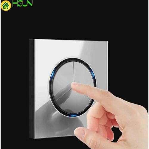 86 Industry 1 2 3 4 gang 1 2 way gray Tempered glass switch Light press Wall Switch With LED lights France Germany socket USB
