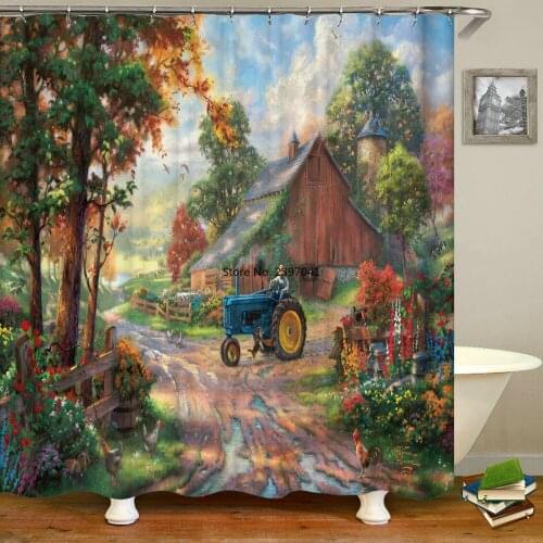 Landscape Shower Curtains 3d Printing Oil Painting Bathroom Curtains Waterproof Polyester Cloth Decoration 180*240cm Curtain