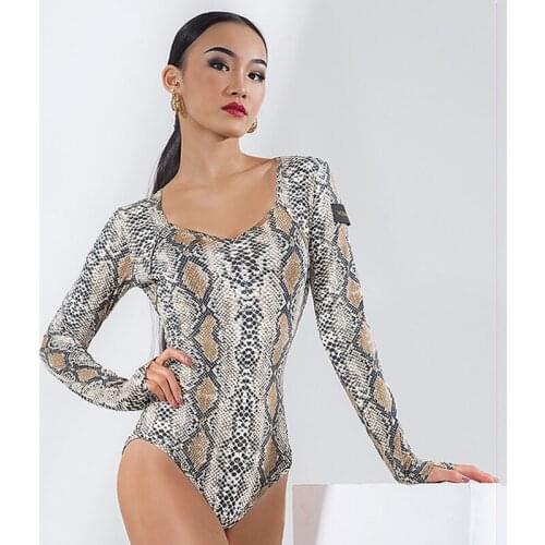2021 Latin Dance Costumes One-Piece Blouse Women Long-Sleeved National Standard Dance Practice Clothes Latin Dance wear SL4653