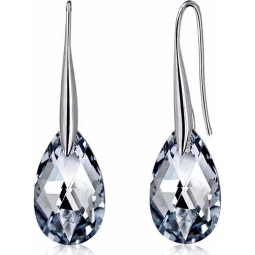 New 925 sterling silver 100% Original Crystals From Swarovskis Swan Crystal Earrings Woman Party Wedding Jewelry