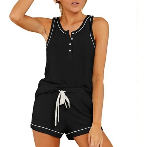 SeeBest Women Casual Comfy Pajamas Set 2020 Summer Button Detail Tank Shorts Sets Tie Dye Homewear Loungewear Sleepwear Pajamas