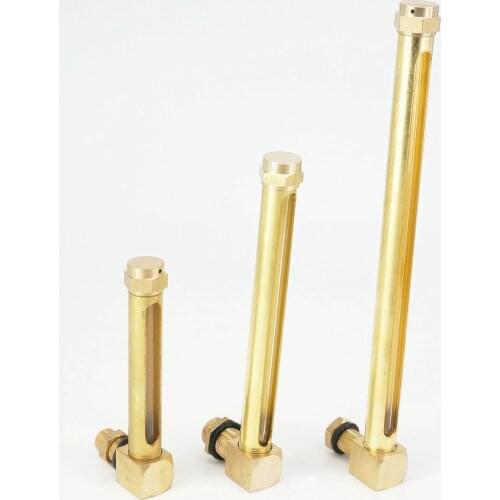 1/4" 3/8" 1/2" BSP M10 M12 M14 M16 Glass Length 80/100/125/150/200mm Brass Oil Liquid Level Indicator Sight Glass Gauge Lathes