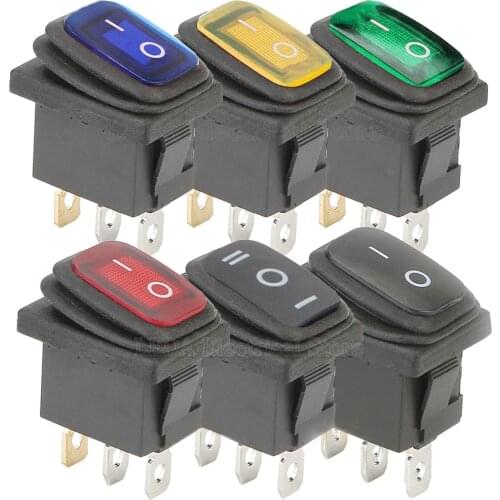 2Pcs KCD1 12V 220V LED Light 10A 250V AC ON OFF 2/3 Position 2/3 Pin Car Dashboard Boat Marine Waterproof Rocker Switch