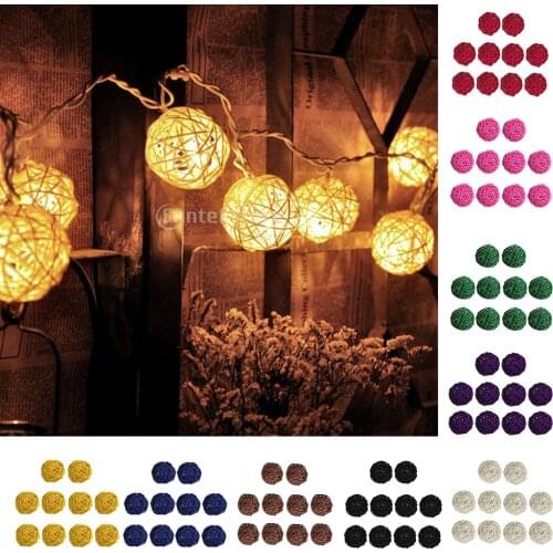 10Pcs Colored Home Garden Hanging Ornaments Wicker Rattan Ball Rustic Vintage Birthday Nursery Decoration
