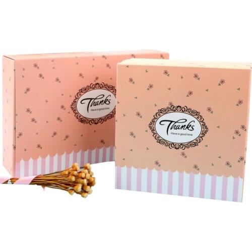 10pcs/lot Cookie Paper Box Pastoral Style Baked Food Moon Cake Packaging Decorative Gift Boxes Birthday Wedding Party Favor