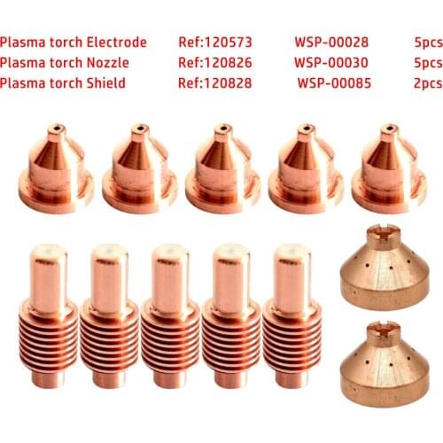 12pcs Plasma Torch Electrode Nozzles Tips 120573 120826 Shield 120828 For 600 Standard Plasma Cutting Consumables