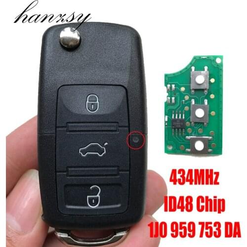 Car Remote Key for VW Volkswagen SKODA Seat PASSAT Polo Complete 434MHz with ID48 Chip Car key 1J0959753DA/1J0 959 753 DA
