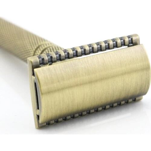 Double Edge Safety Razor Shaving Razor Bronze Manual Razor Classic Style 10.8CM Brass Long Anti Slip handle Lyrebird NEW