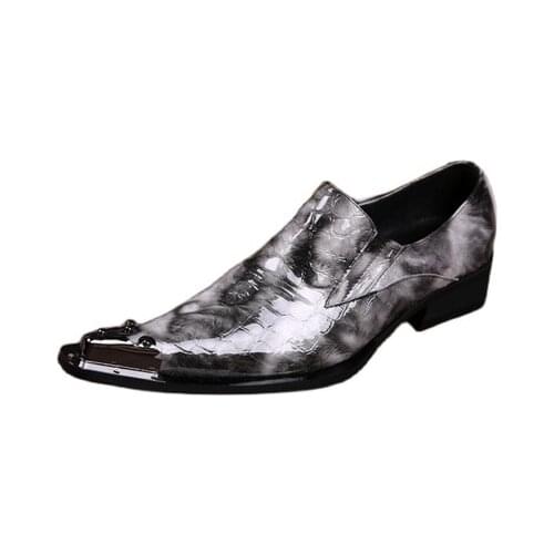 Shiny Genuine Leather Shoes For Men Dress High Quality Steel Pointed Toe Italian Luxury Wedding Party Oxford Sapato Masculino