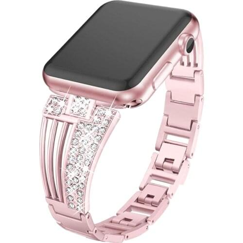 Luxury Crystal Diamond Bracelet Strap For Apple Watch Band 42mm 38 40mm 44 mm Series 6 5 4 3 Bands Steel Women Wrist for iwatch