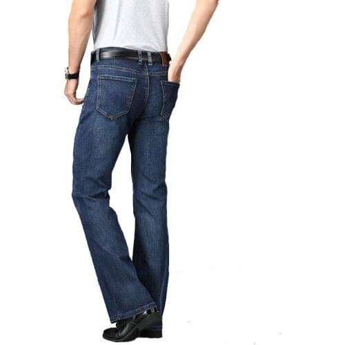 Jeans Men Mens Flared Jeans Boot Cut Leg Flared Male Designer Classic Denim Jeans High Waist Stretch Loose Wide-Leg Jeans