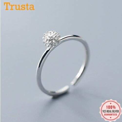 Trustdavis Trendy Real 925 Sterling Silver Fashion INS Dandelion Opening Rings For Women Wedding Party Fine S925 Jewelry DA1319