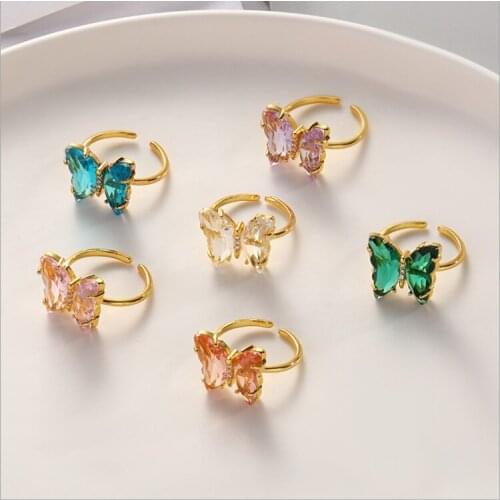 New Butterfly Opening Adjustable Ring Fashion Popular Temperament Sweet Romantic Female Jewelry Girl Wedding Gift Accessories