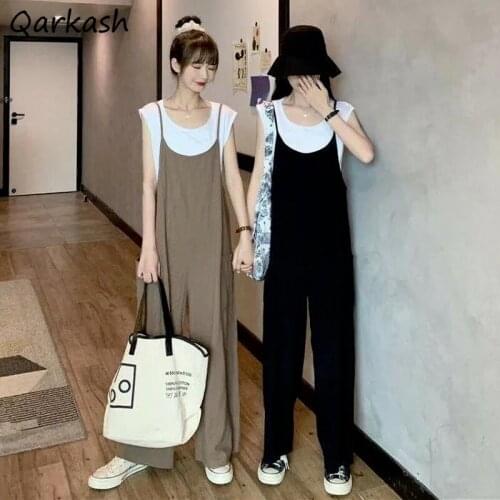 Jumpsuits Women Loose Leisure Holiday Street Female Pockets Comfortable Summer Solid Color Popular All-match Chic Korean Style