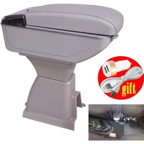 Leather Car Center Console Armrest Storage Box for Ford Fiesta 2003 2004 2005 2006 2007 2008 / Fiat Armrests with USB