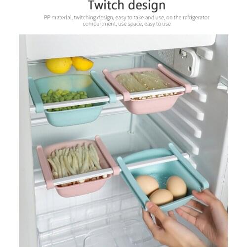 Kitchen Refrigerator Fruit Storage Rack Basket Pull-out Fridge Storage Box Holder Food Organizer Fridge Space Saver Drawer Shelf