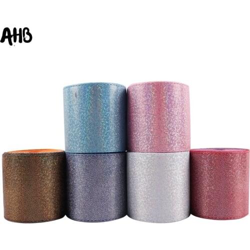 AHB 3" 75mm Laser Leather Ribbon Shiny Dots Printed DIY Hairbows Accessories Wedding Party Decoration Holiday Decor Materials